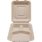 8" x 8" x 3"  Wheat Straw 3-Compartment Hinged Lid Container