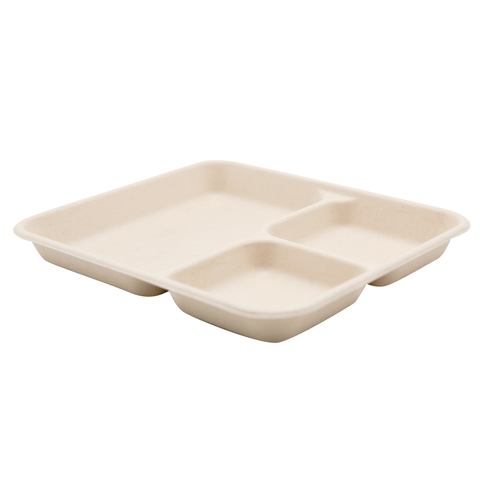 9" x 8" Wheat Straw 3-Compartment Tray