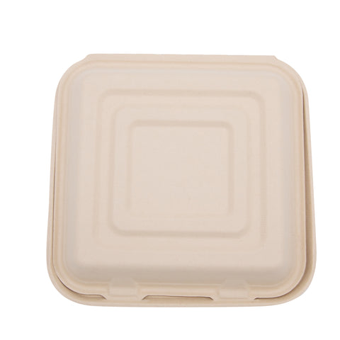 10" x 10" x 3"  Wheat Straw 3-Compartment Hinged Lid Container